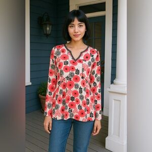 Matilda Jane White and Pink Graphic Long Sleeve Blouse